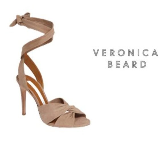 Veronica Beard Womens Tan Fine Suede Open Toe Ankle Wrap Heels Sandals Sz 9 New - Picture 7 of 12